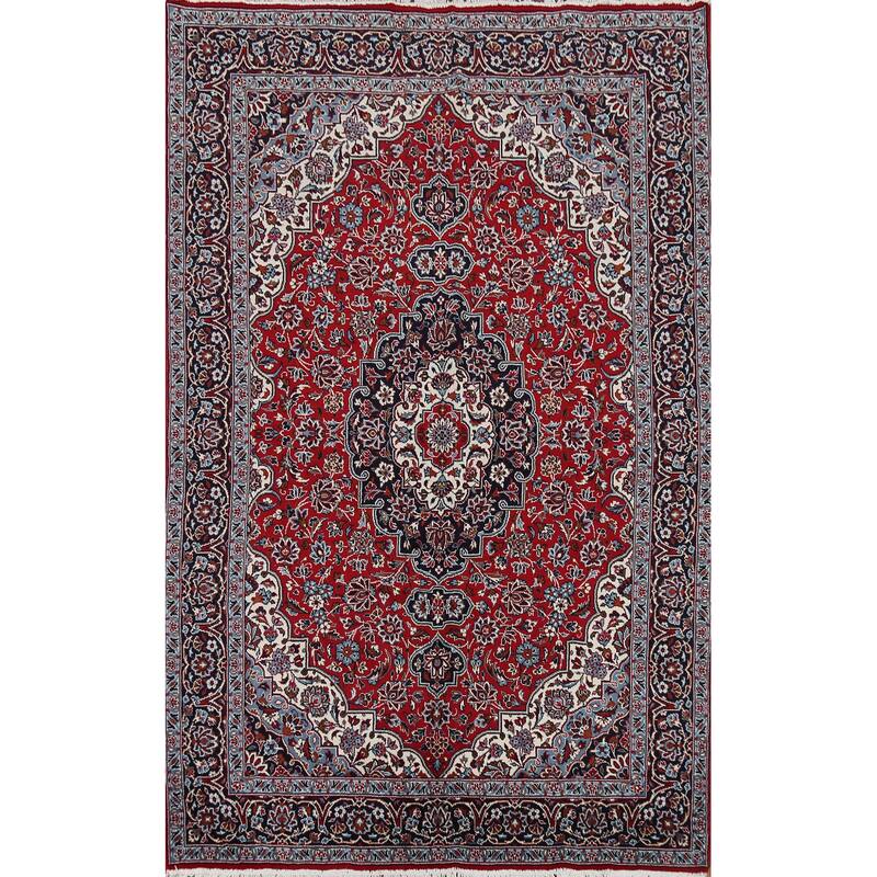 Traditional Mashad Turkish Area Rug Floral Red Machine Made Carpet - 6'3" x 9'6"