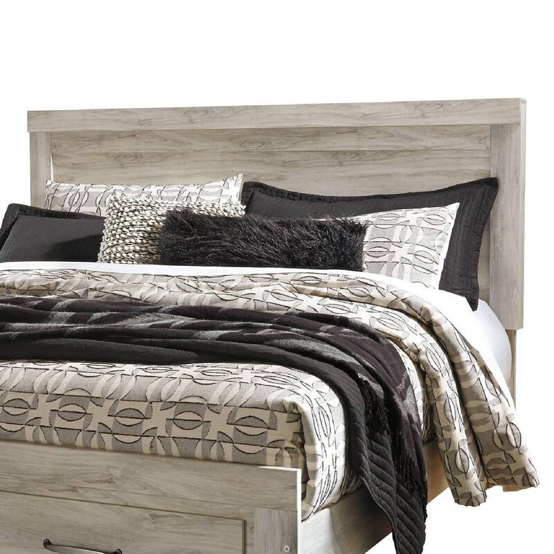 Simon King Platform Bed, 2 Drawer Footboard, Weathered Whitewash Wood