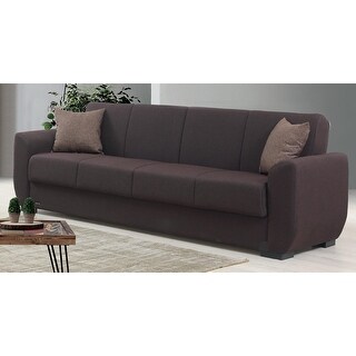 Delton Dark Brown Fabric Convertible Sleeper Sofa With Storage On Sale Overstock 32086624