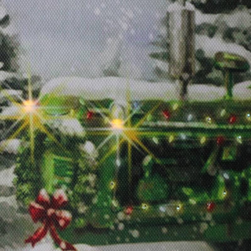 Fiber Optic LED Merry Christmas Tractor Canvas Wall Art 12 x 15.75