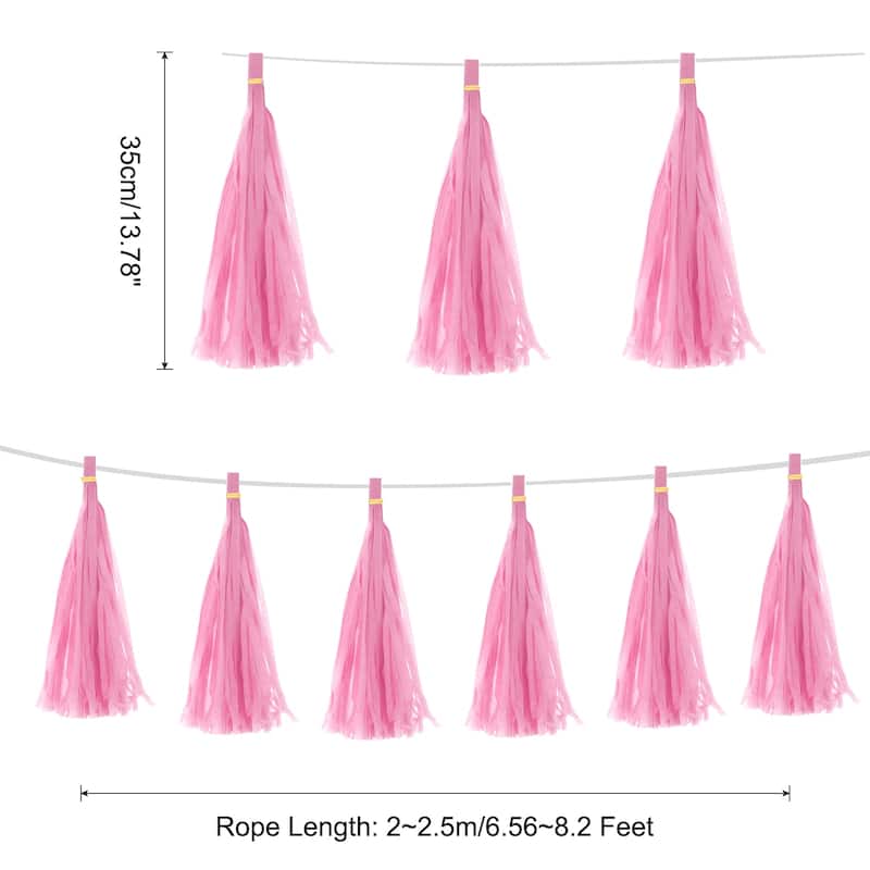 25Pcs Tassel Garland Banner with Rope - Pink