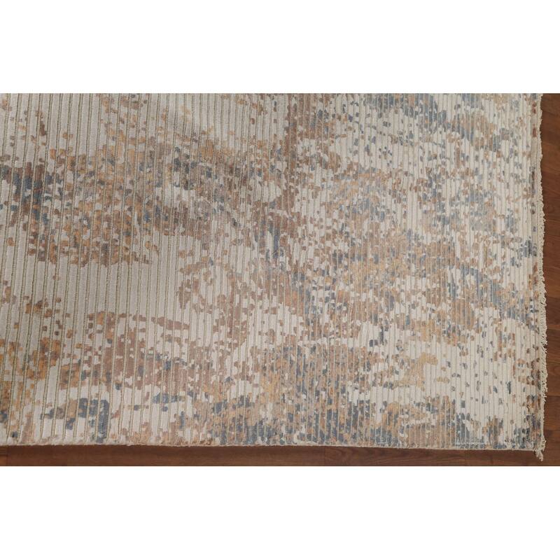 Modern Area Rug Hand-Knotted Abstract Wool Carpet - 6'7"x 9'8"