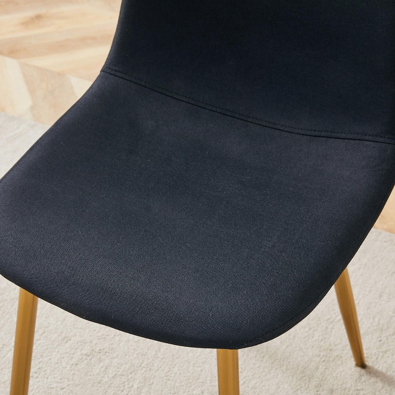 Minimalist Dining Chair Set of 4, Linen Fabric Kitchen Chair with Metal Legs Modern Armless Side Chair for Office