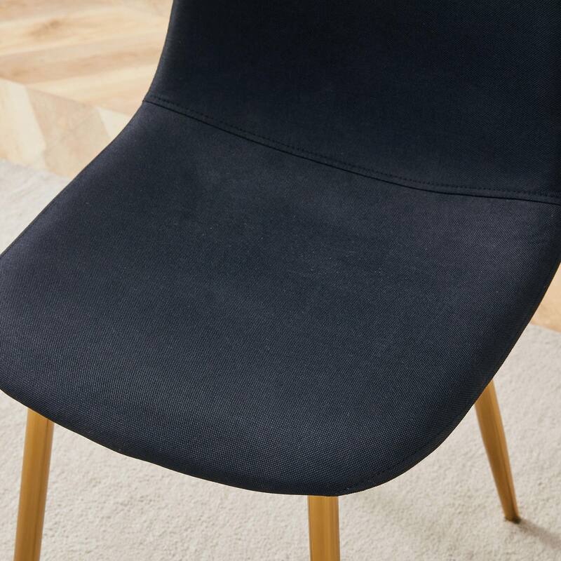 Set of 4, Linen-Cotton Material High Resilience Dining Chair with Metal Legs