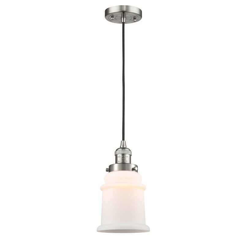 Innovations Lighting Canton - 1 Light 6" Cord Hung Mini Pendant - Matte White/Brushed Satin Nickel