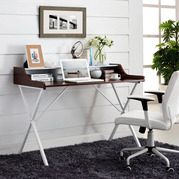 Mid century modern clearance desk with hutch
