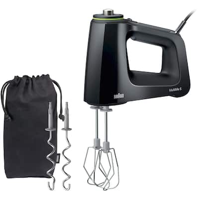 Braun MultiMix 5 Hand Mixer in Black with MultiWhisks and Dough Hooks, 350-Watts