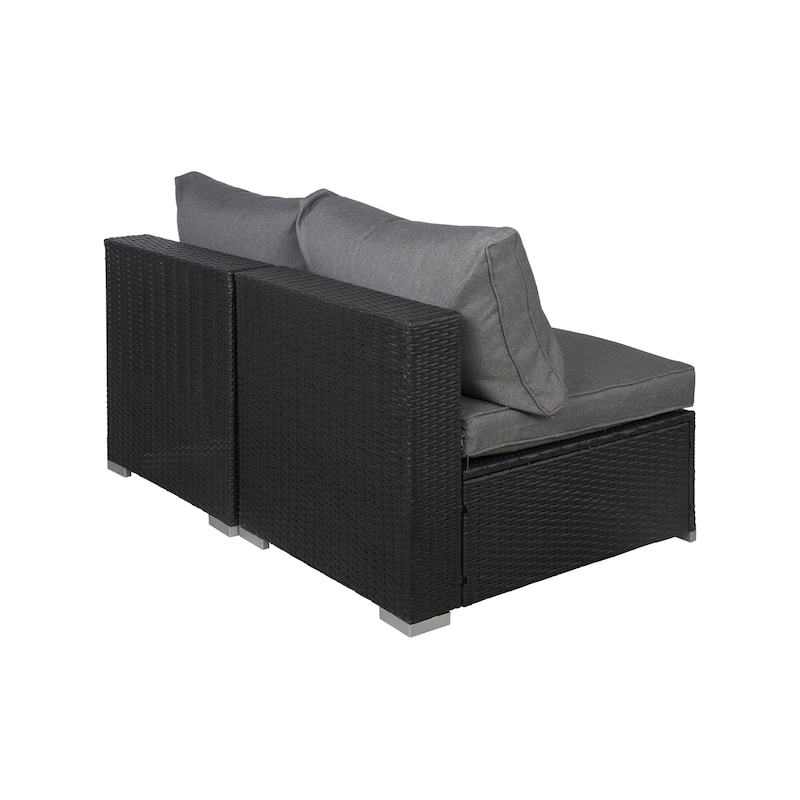 Luxton 64" Outdoor Furniture Add-on Armless Chairs With Cushions