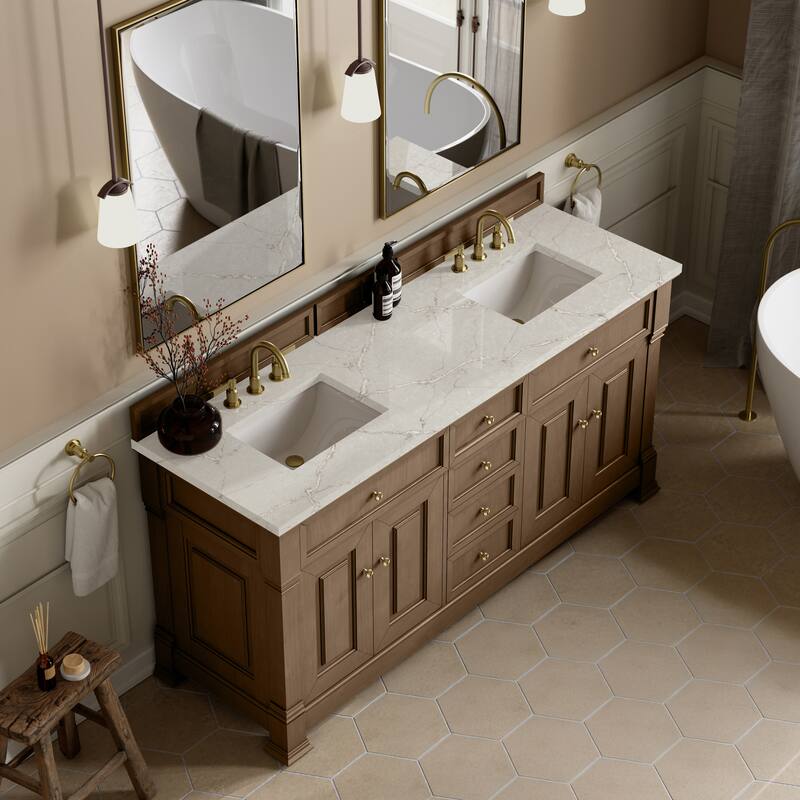 Brookfield 72" Double Vanity, Pecan