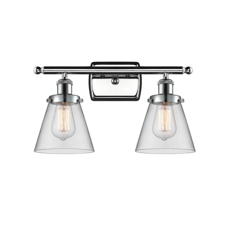 Innovations Lighting Small Cone 2 Light 16" Wide Vanity Light - Polished Chrome / Clear