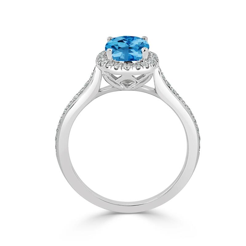 Auriya 1 9/10ct Fancy Oval Swiss Blue Topaz Halo Diamond Engagement Ring 1/4ctw 14k Gold