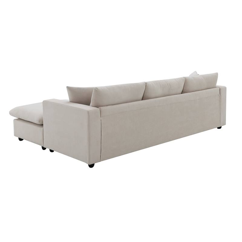 100.4" L-Shaped Polyester Sectional Sofa with 4-Seat Convertible Couch and Ottoman & Pocket Spring Cushions (300lb Capacity)