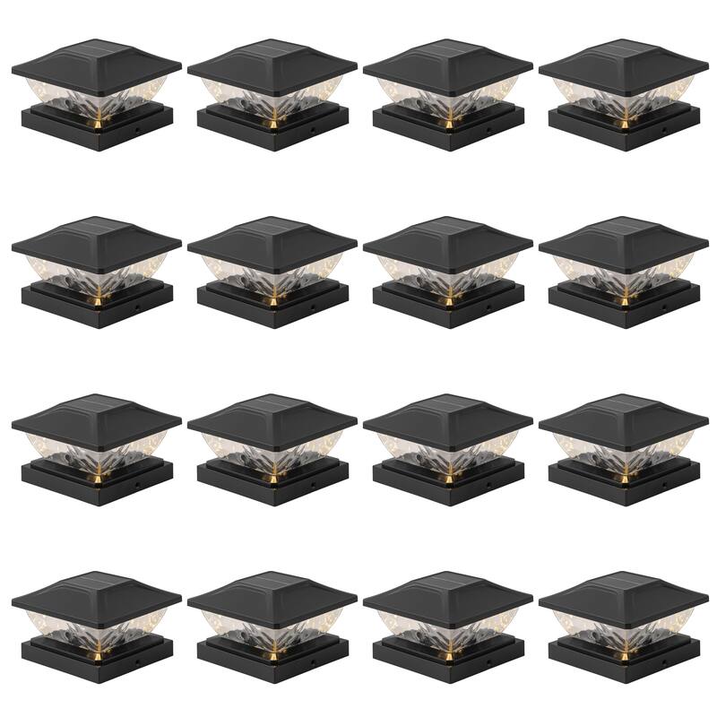 C Cattleya Black Solar LED Outdoor Post Cap Lights with Hammered Lens