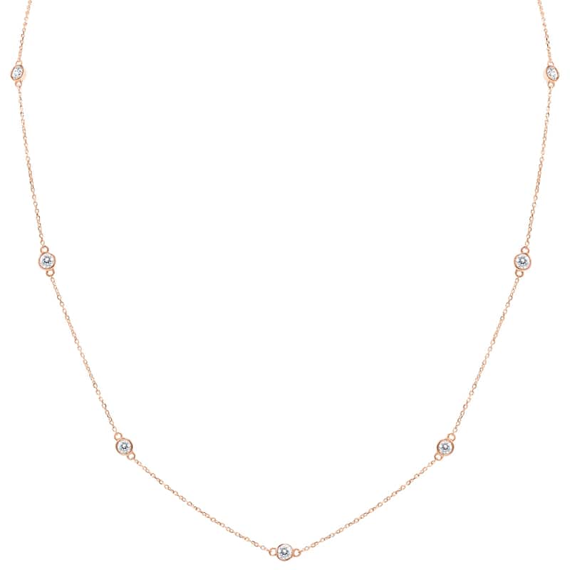 Marquee 1 Carat TW Bezel Set Diamond Station Necklace in 14K Rose Gold