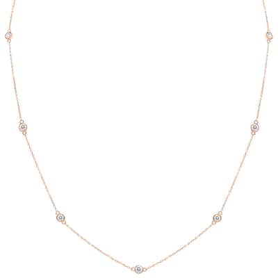 Marquee 1 Carat TW Bezel Set Diamond Station Necklace in 14K Rose Gold