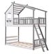 preview thumbnail 10 of 14, Gray Twin over Twin Solid Wood Bunk Bed with Roof and Ladder