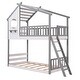 preview thumbnail 10 of 14, Twin over Twin Size Solid Wood Bunk Bed Wood Bed with Roof, Window, Ladder