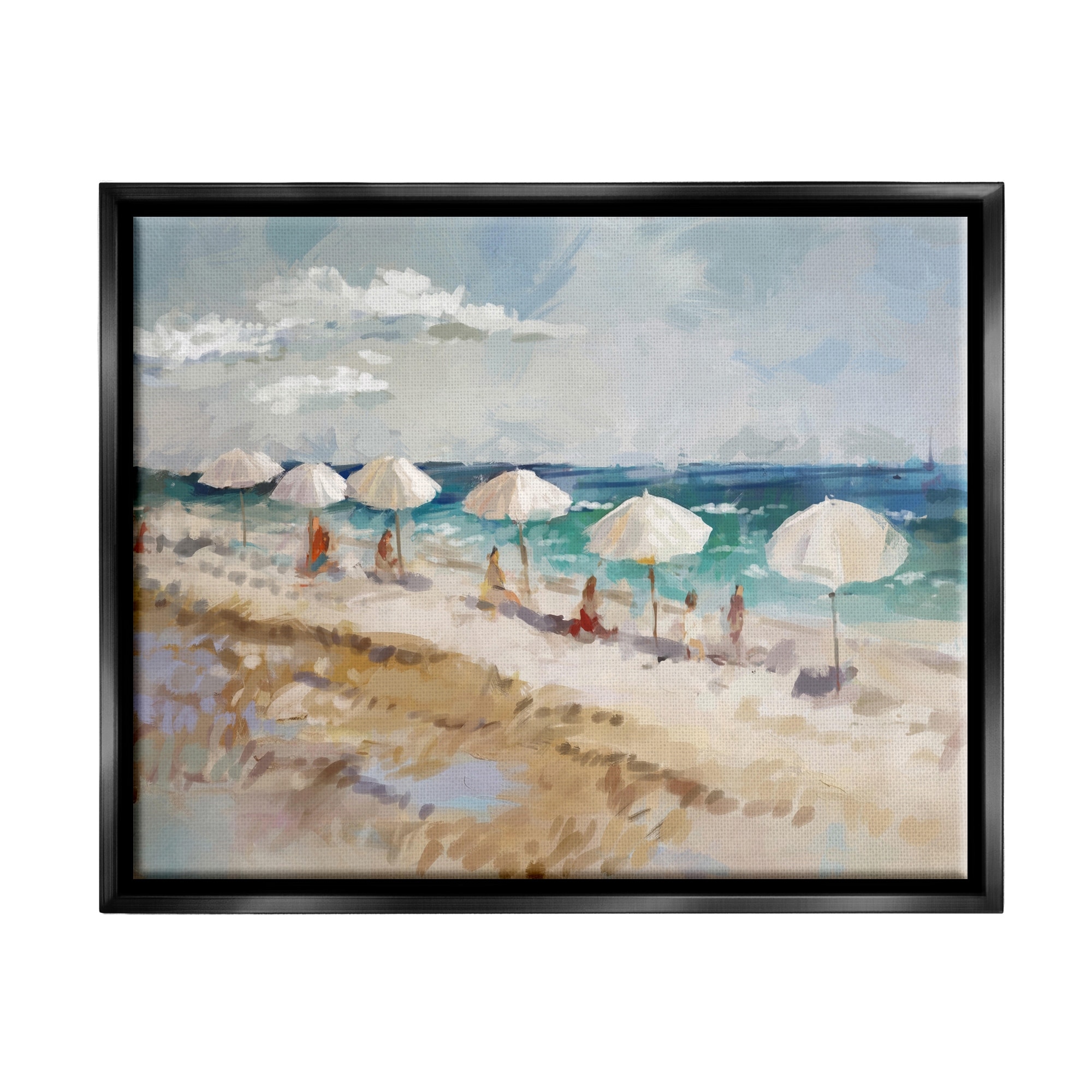 Stupell Abstract People Beach Umbrellas Framed Floater Canvas Wall Art Design by Ziwei Li