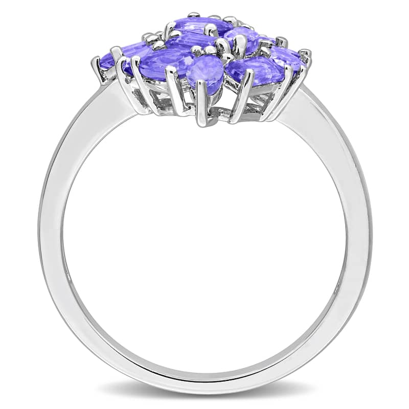 Miadora 2ct TGW Tanzanite Cluster Ring Sterling Silver