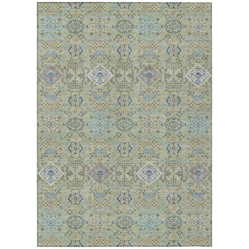 Machine Washable Indoor/ Outdoor Boho Panel Chantille Rug