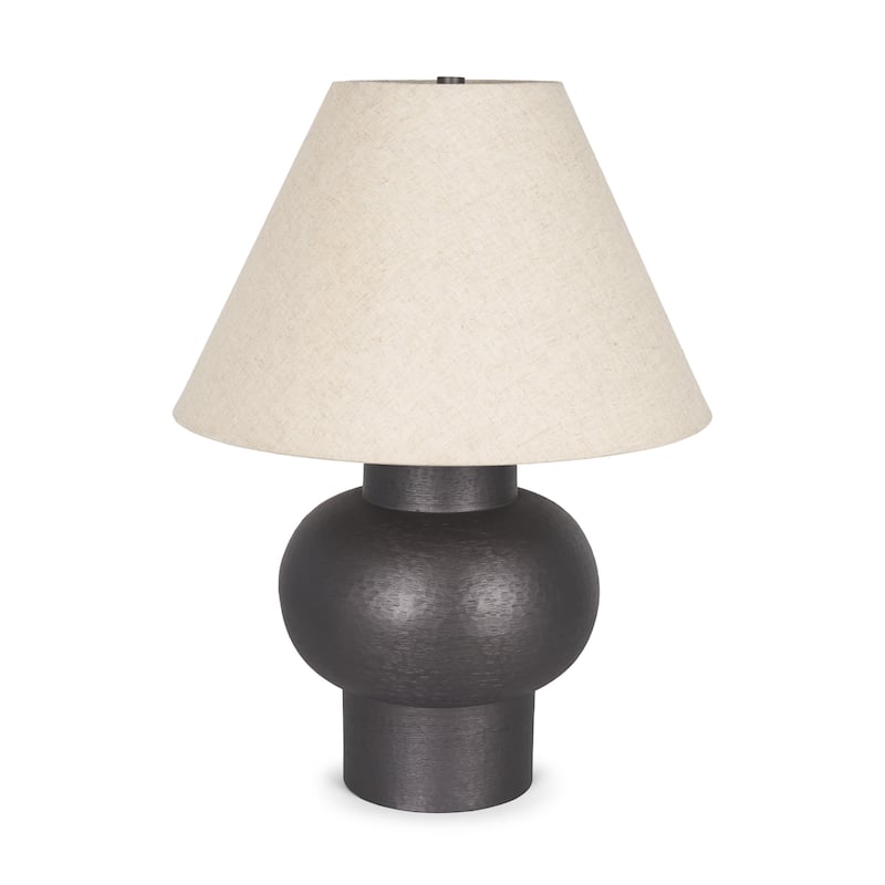 Salaah Black Brushed Metal w/ Beige Shade Table Lamp - 19.5L x 19.5W x 26.0H