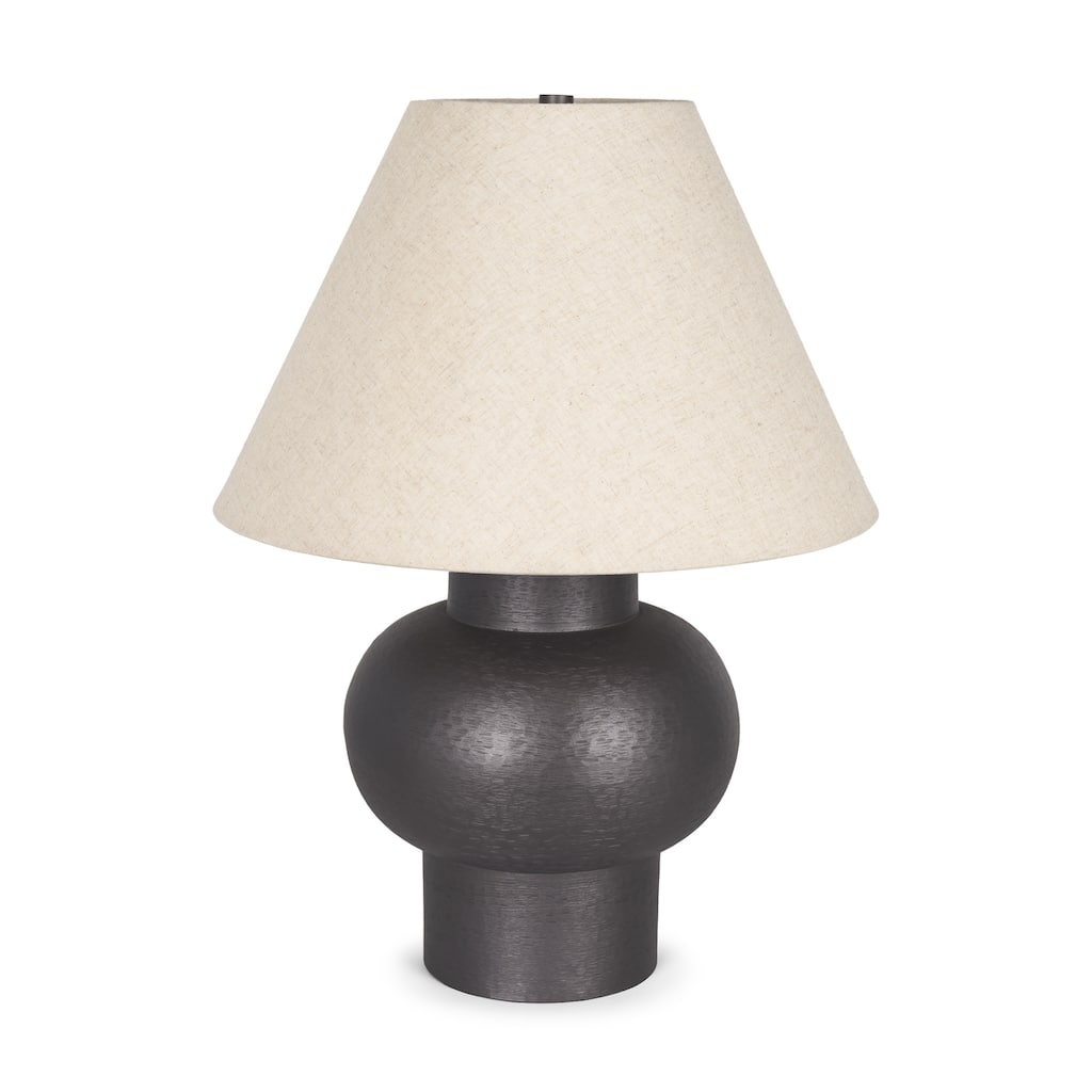 Salaah Black Brushed Metal w/ Beige Shade Table Lamp - 19.5L x 19.5W x 26.0H