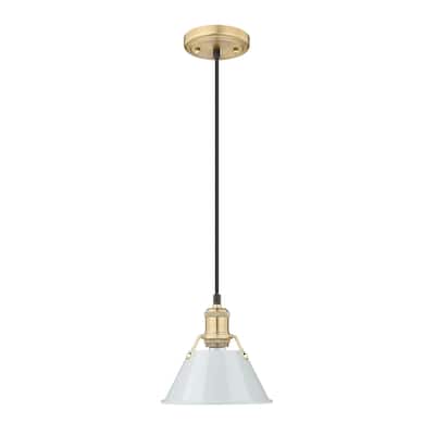 Orwell 7.5" Wide Small Pendant in Brushed Champagne Bronze with Dusky Blue - Gold