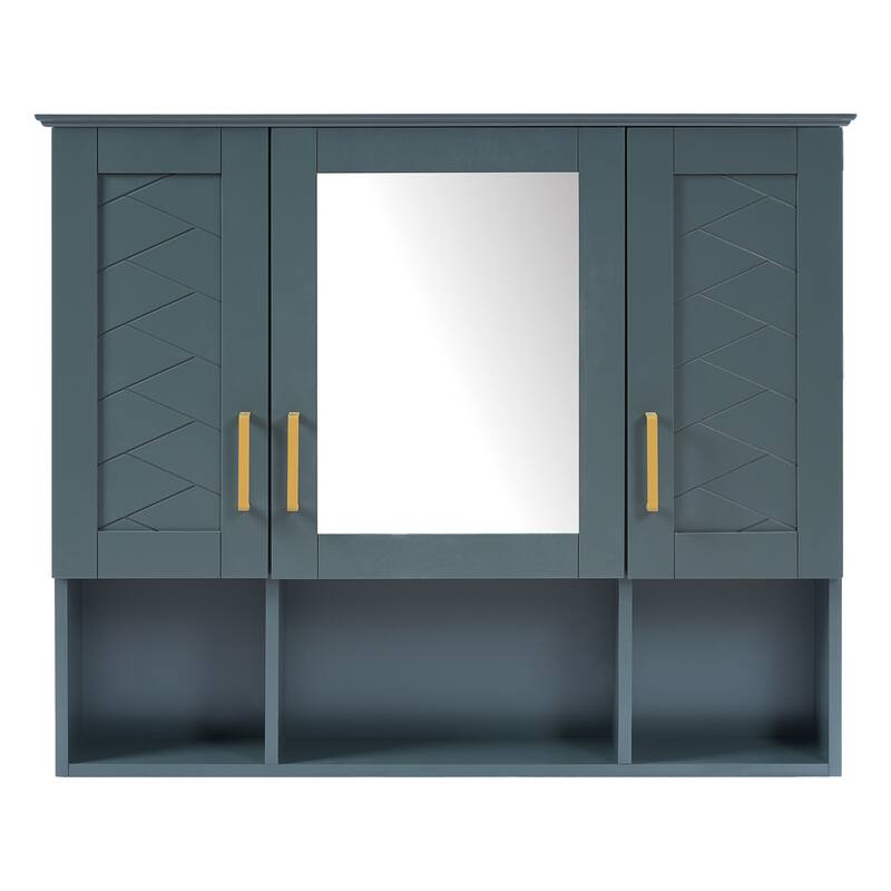 35" 2-in-1 Wall Mounted Medicine Cabinet with Adjustable Shelves & Soft Close Doors, High-Define Mirror with Storage