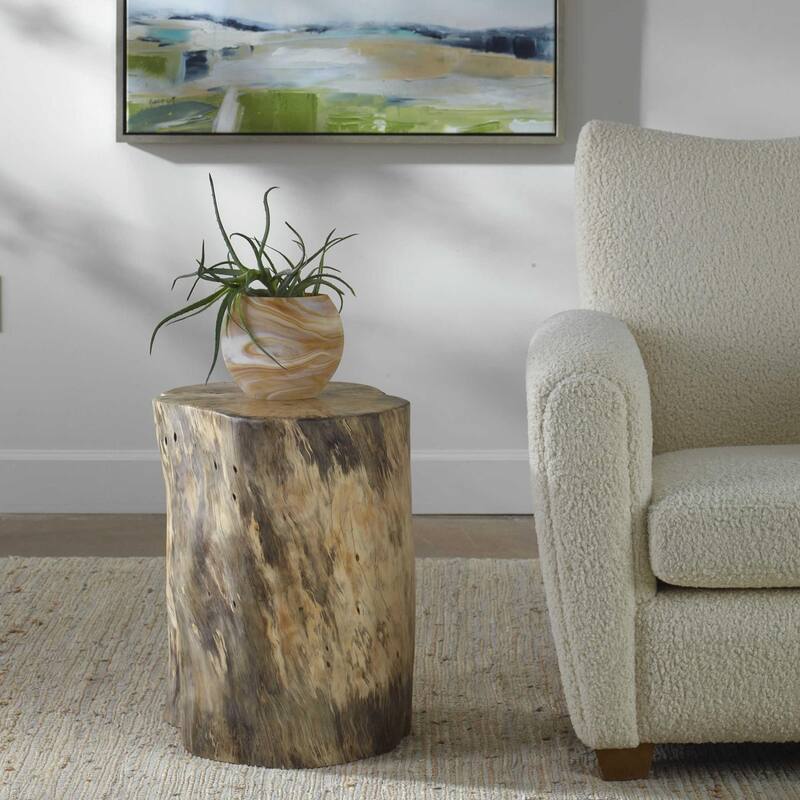Crosscut Section Habitat Wooden Accent Stool - 20" - Beige