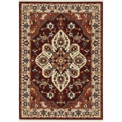 Style Haven Leander Star Medallion Fringed Wool Blend Area Rug