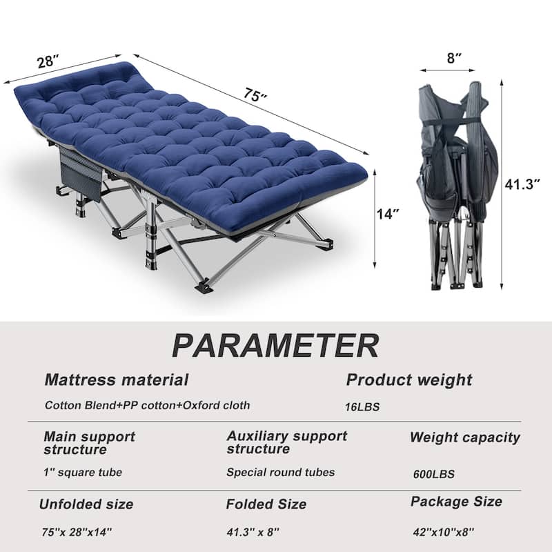 DoCred Portable Folding camping Bed with Mattress, Guest Cot Bed，2PCS - 75"