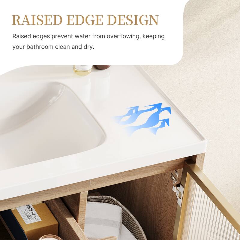 35.8" Single Bathroom Vanity with Sink, Glossy Stone Table top, Not Assembled need - 36"