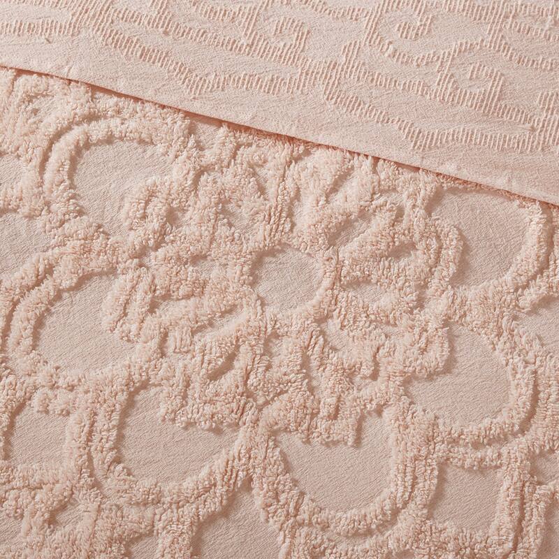 Madison Park Virginia Cotton Chenille Medallion Fringe Coverlet Set