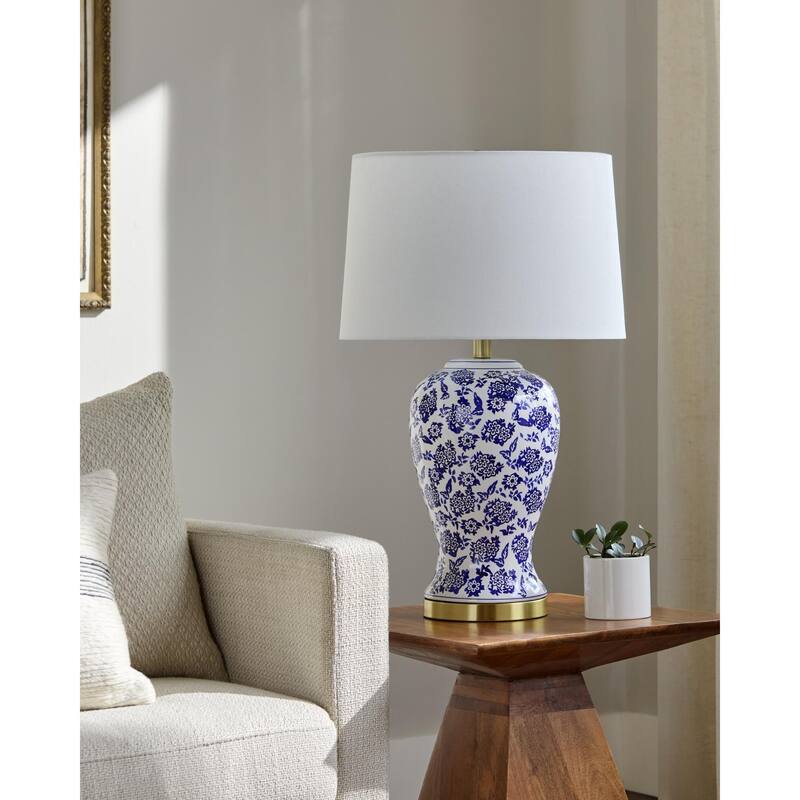 Livabliss Florezia Traditional Accent Table Lamp - 26"H x 16"W x 16"D - Blue