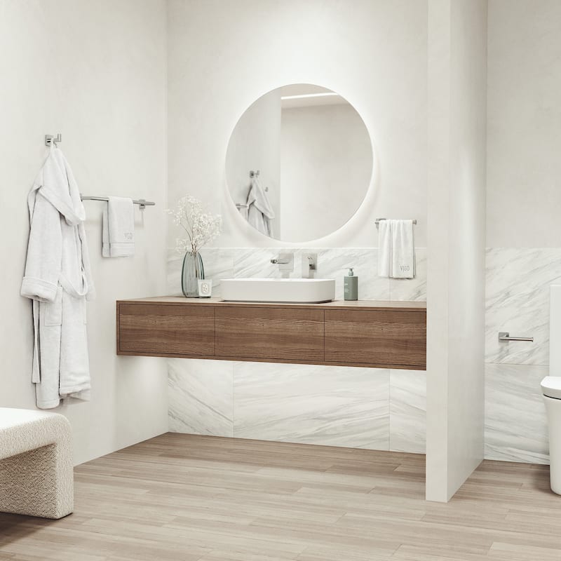 VIGO Satro 4-Piece Bathroom Hardware Accessory Set with 24 in. Towel Bar, Toilet Paper Holder, Hand Towel Holder, Hook