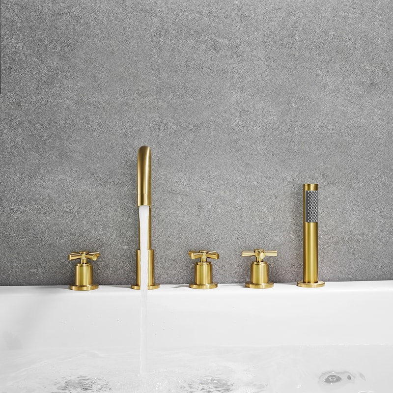Altair Sorlia Cross Handles Deck-Mount Roman Tub Faucet with Handshower