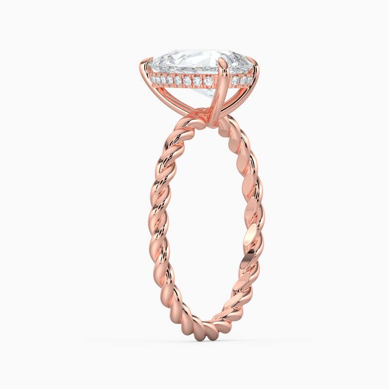 Auriya 14k Gold Lab Grown Pear Diamond Twisted Hidden Halo Engagement Ring 1.00 to 5.00 ct. tw. (F-G, VS)