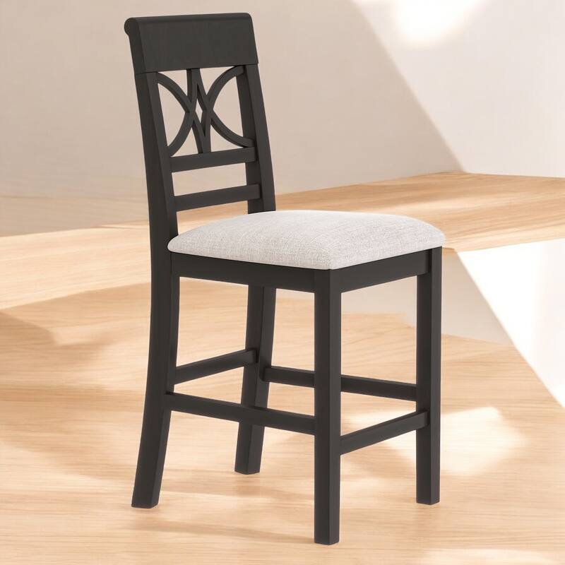 6-Piece Counter Height Dining Set with Storage Shelf, 4 Chairs and Bench, Solid Wood Farmhouse Kitchen Table Set