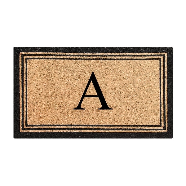 A1HC Natural Coir Monogrammed Doormat with Heavy Duty PVC Backing,0.75 Inch Pile Height, Perfect for Outdoor Use - 18" X 30" - A