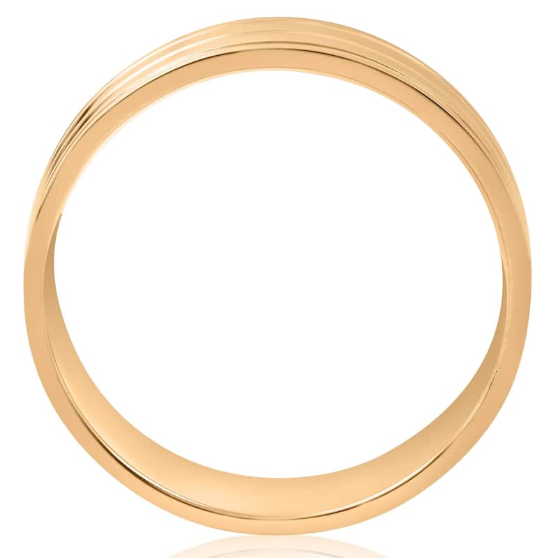 6mm Flat Yellow Gold Wedding Band Mens High Polished Ring