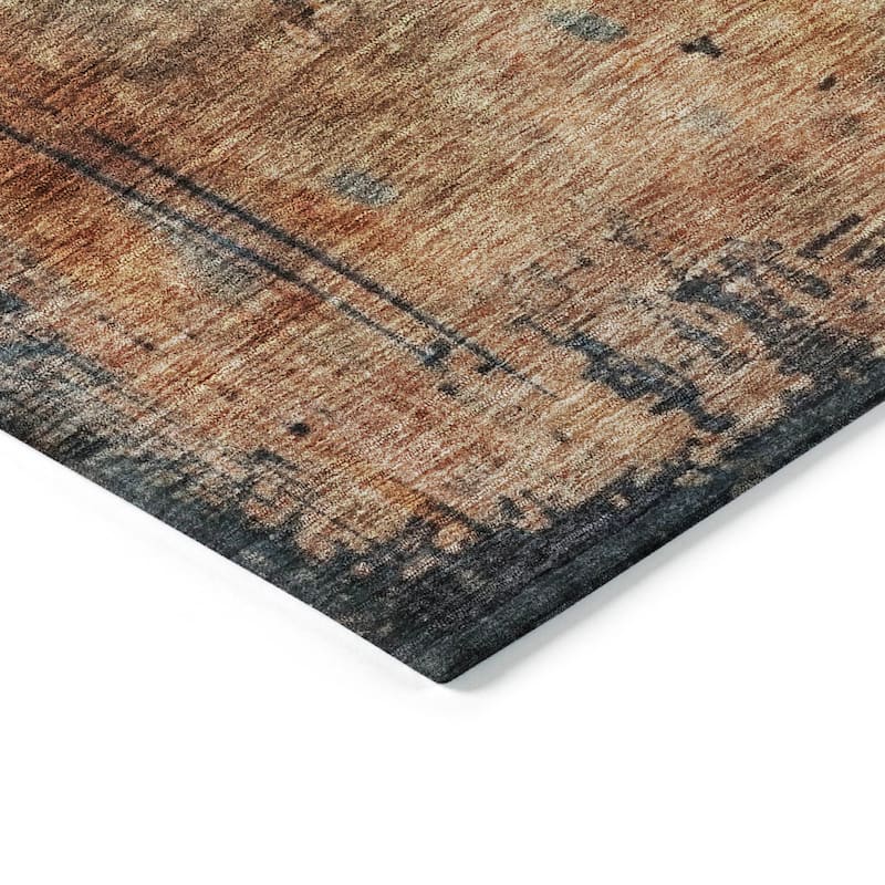 Machine Washable Indoor/ Outdoor Abstract Contemporary Chantille Rug