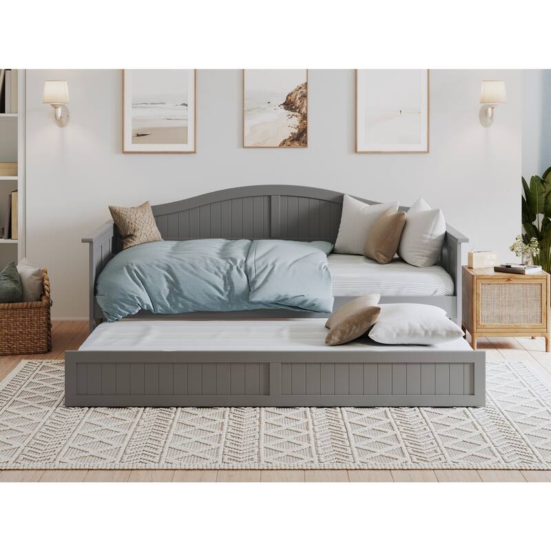 Twin Daybed with Trundle - Grey Wood Daybed