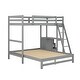 preview thumbnail 14 of 12, Twin over Full Wood Bunk Bed with Built-in Desk and Drawers, Grey