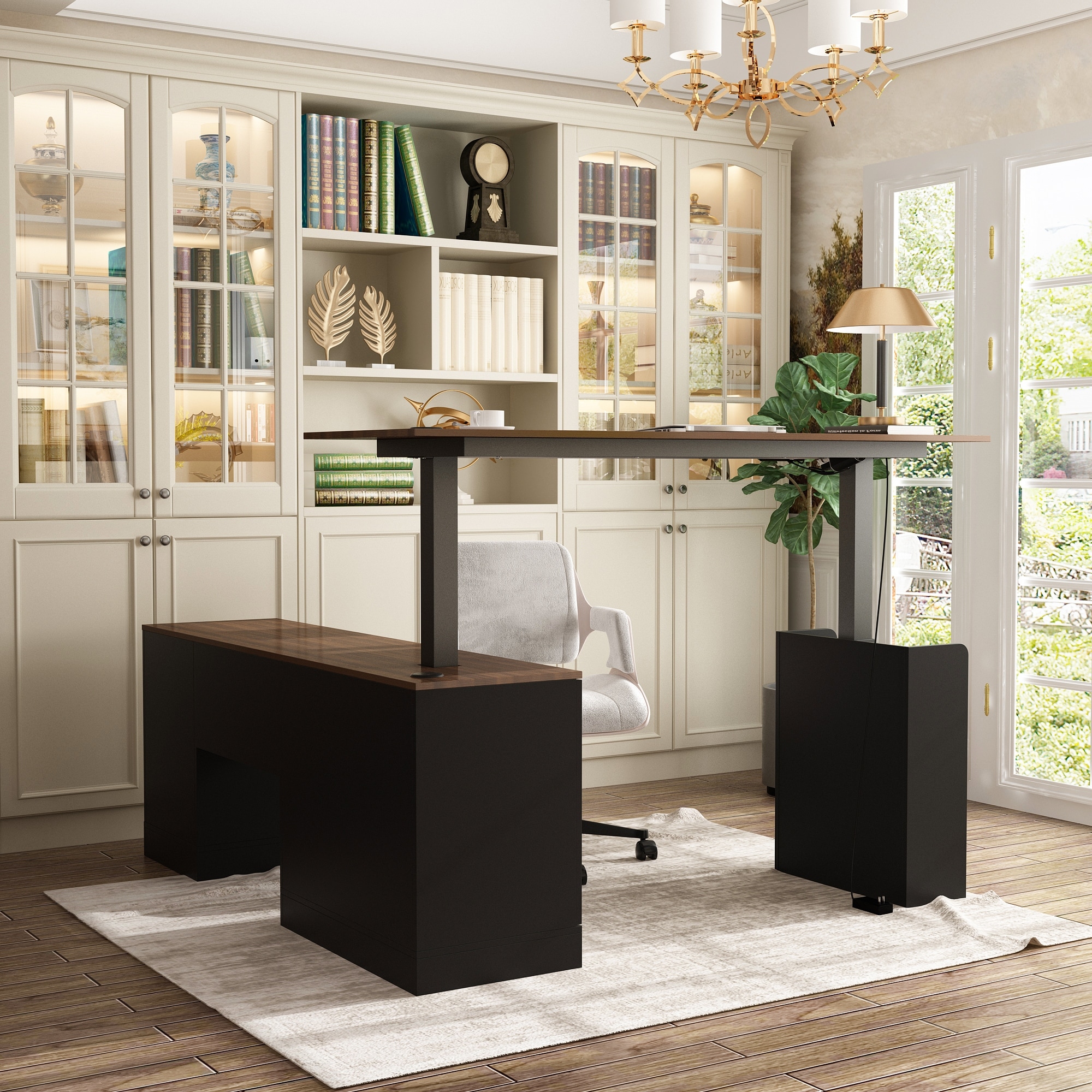 Height-Adjustable Ergonomic Workstation Home Office Desk with Storage