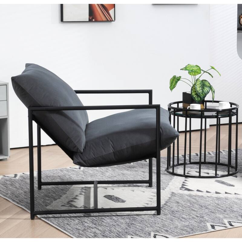 Modern Textured Velvet Sling Accent Chair