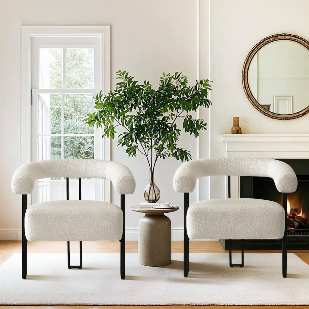 30" Wide Upholstered Boucle Accent Chair