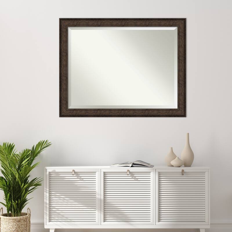 Beveled Bathroom Wall Mirror - Ridge Bronze Frame