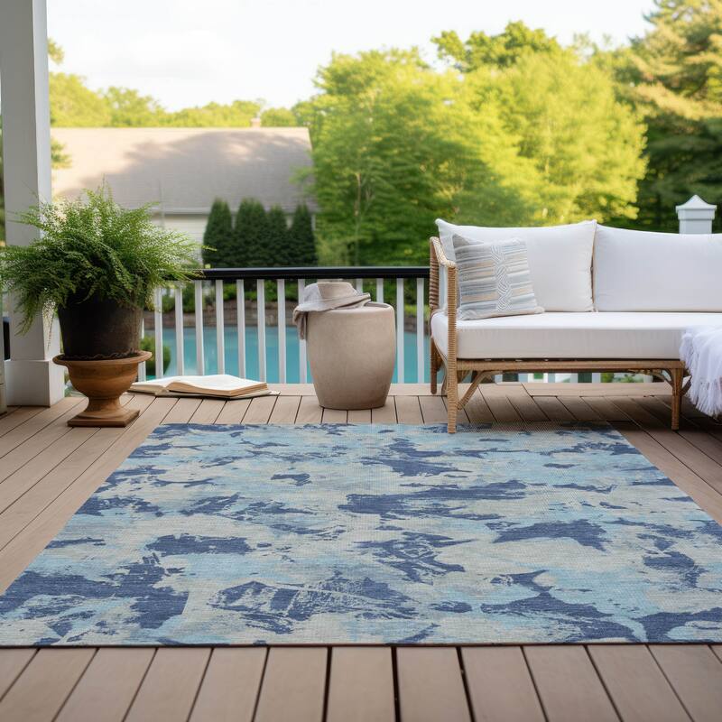 Machine Washable Indoor/ Outdoor Chantille Abstract Contemporary Rug