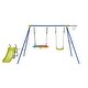preview thumbnail 1 of 7, 4-in-1 Heavy-Duty Metal Playset with Slide and Basketball Hoop - Multi - 138" x 59.5" x 67.5"