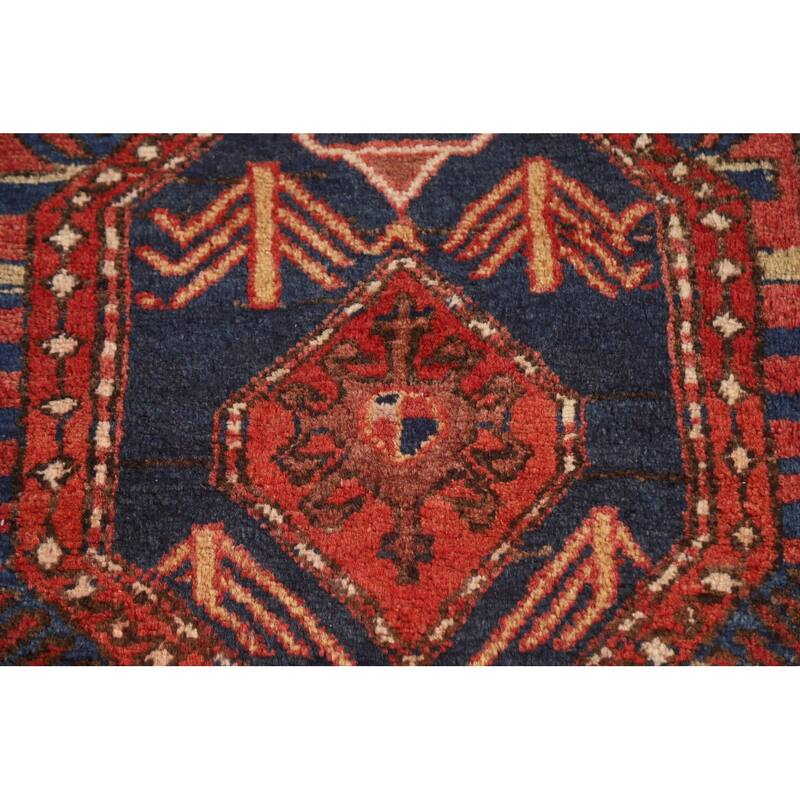 Handmade Vegetable Dye Ardebil Persian Vintage Runner Rug - 3'5"x 10'4"